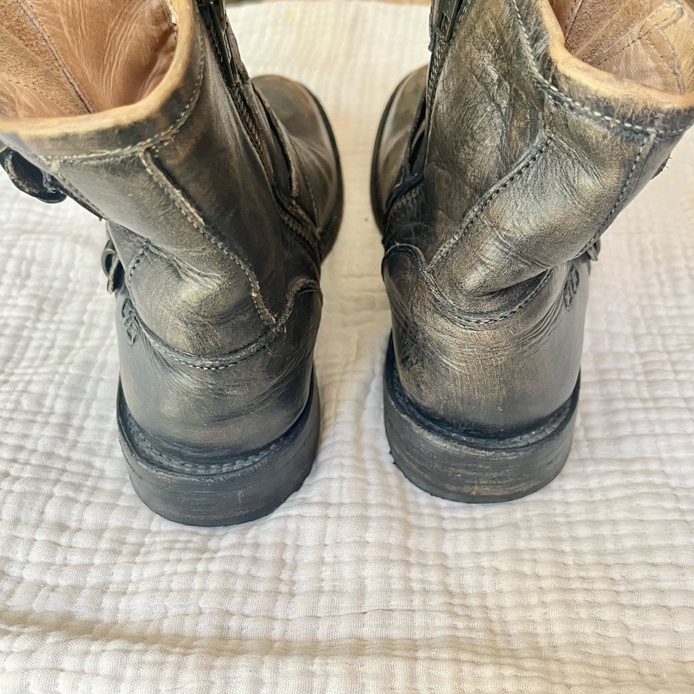Bed Stu | Burnished Brown Double Buckle Harness Moto Boots Booties - Picture 4 of 10